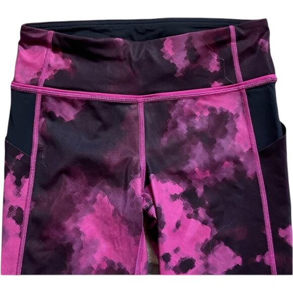 Lululemon Pace Rival Crop Full-On Luxtreme Blooming Pixie Black / Raspberry Sz 4 - Picture 8 of 9